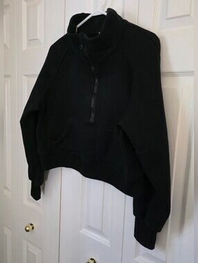 Black Cropped 1/4 Zip Sweatshirt 6